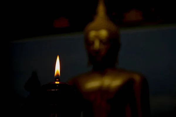 Stary Mosiądz Lampa Latarnia Światło Świecy Noc Blur Buddy — Zdjęcie stockowe
