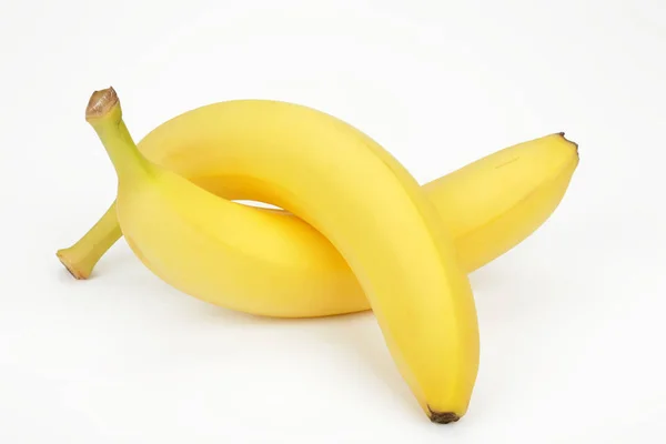 Twee Rijpe Bananen Een Witte Achtergrond — Stockfoto