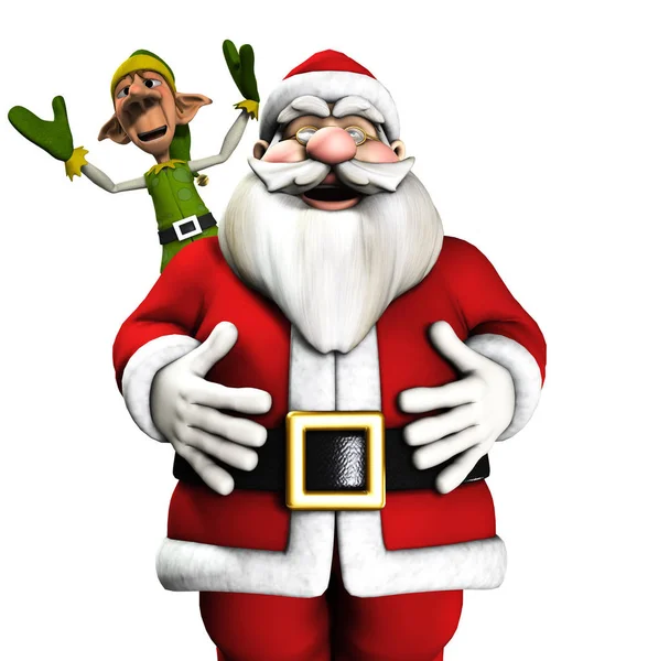 Santa Claus Elfo Celebrando Las Vacaciones Navidad —  Fotos de Stock