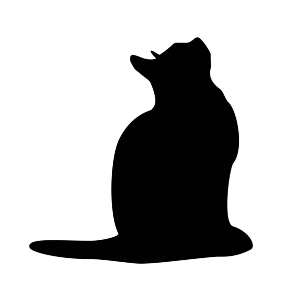 Dunkelschwarze Katzensilhouette Isoliert Vom Hintergrund Haustier Illustration — Stockfoto