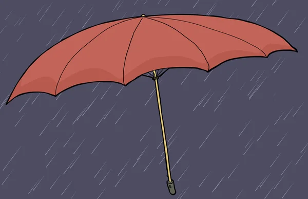 Egyetlen Nyitott Piros Esernyő Rajzfilm Esőben Vihar — Stock Fotó