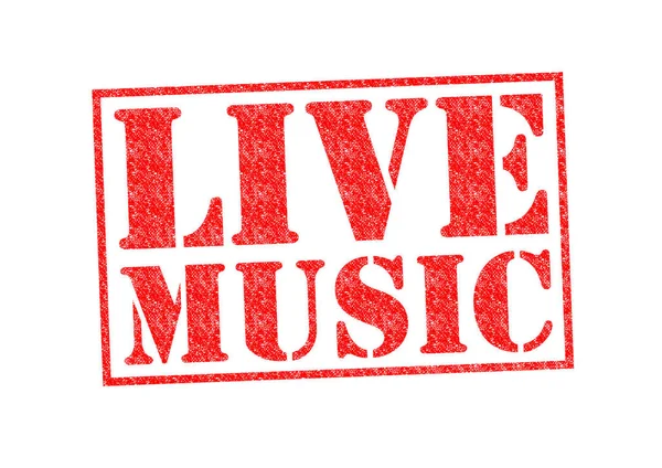 Live Music Rubber Stamp Поверх Белого Фона — стоковое фото