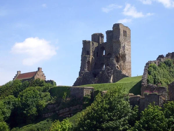 Uitzicht Normandische Burcht Overblijfselen Van Scarborough Castle Headland Scarborough North — Stockfoto