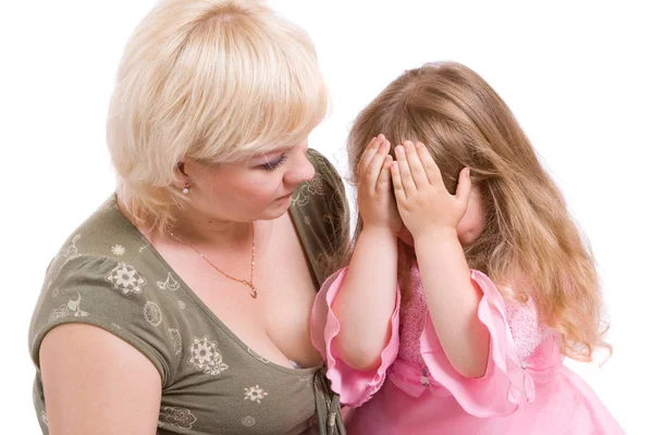 Mother Have Chide Her Small Daughter Some Offence — Stock Photo, Image