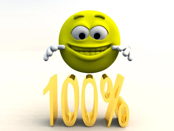 Desenhos Animados Felizes Que Tem 100 Por Cento — Fotografia de Stock