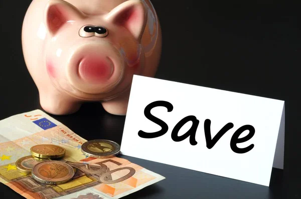 Bespaar Geld Concept Met Piggy Bank Zwart — Stockfoto