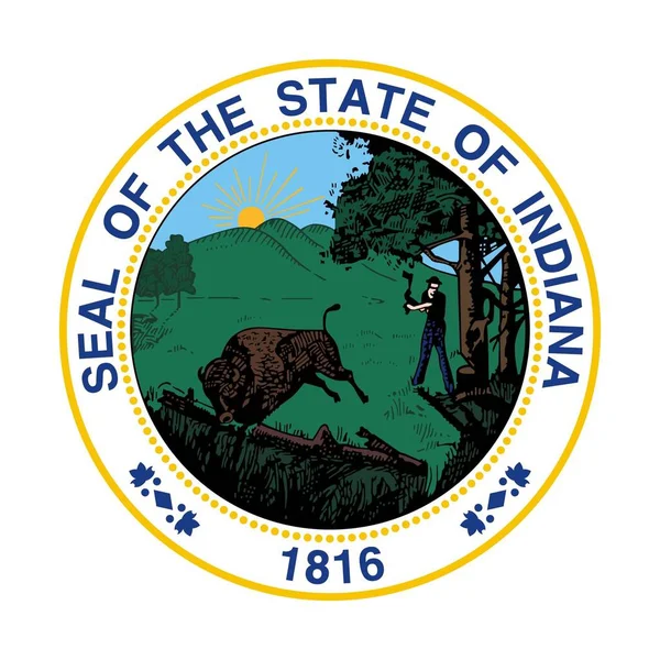 Selo Estado Americano Indiana Isolado Fundo Branco — Fotografia de Stock