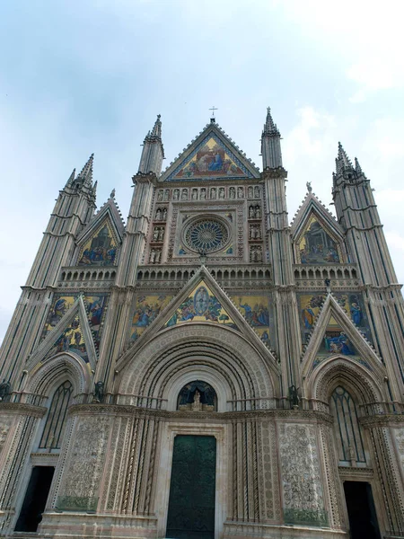 Orvieto Duomo Fasad Västra Sidan Den Gotiska Fasaden Orvieto Katedralen — Stockfoto