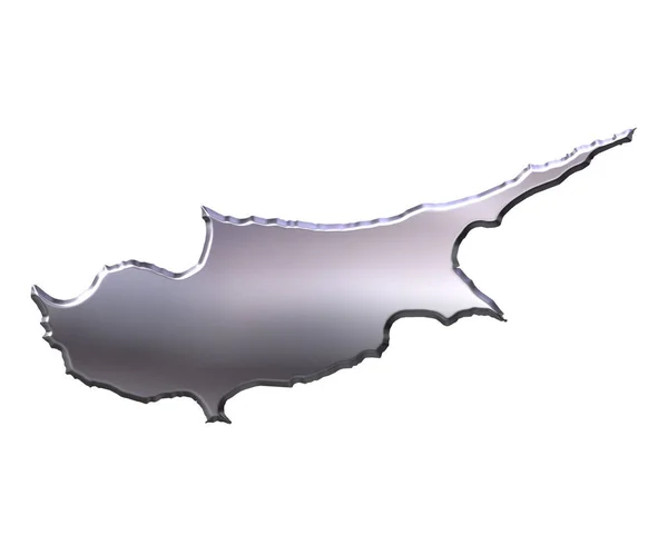 Chipre Mapa Prata Isolado Branco — Fotografia de Stock