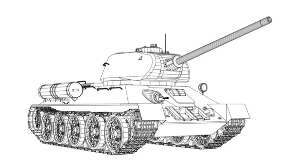 Blauwdruk Tekening Van Realistische Tank Illustratie — Stockfoto
