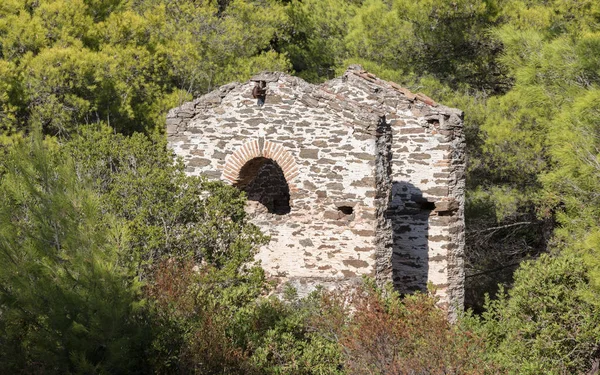 Maison Abandonnée Grèce Transformant Lentement Tas Pierres — Photo