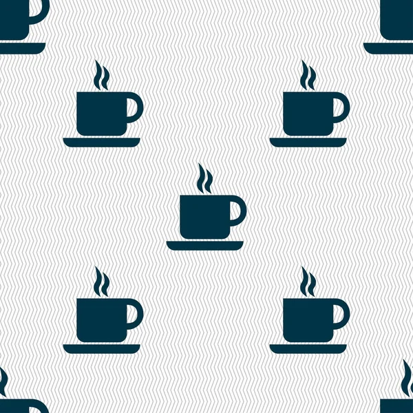 Koffie Pictogram Teken Naadloos Patroon Met Geometrische Textuur Illustratie — Stockfoto