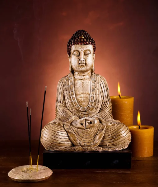 Estátua Buda Cores Vivas Tom Natural — Fotografia de Stock