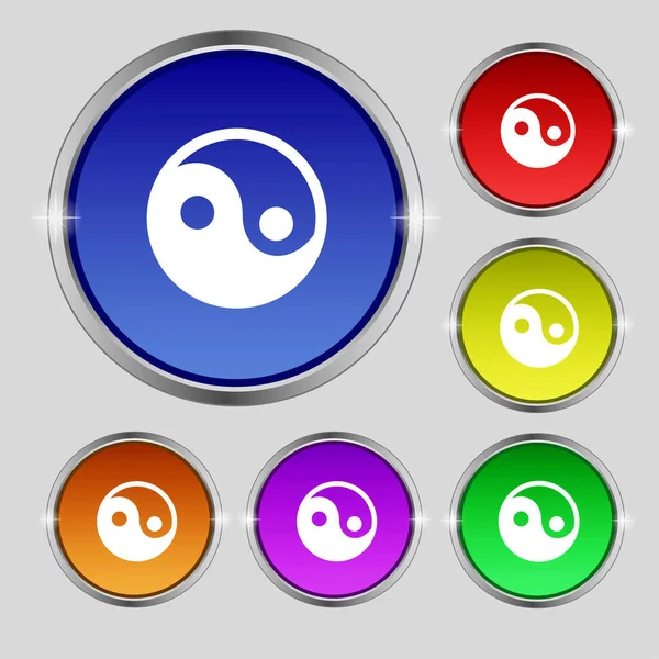 Ying Yang Icon Sign Symbol Bright Colourful Buttons Illustration — Stock Photo, Image