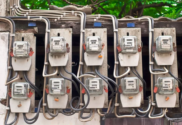 Tayland Elektrik Sayaçları Satır — Stok fotoğraf