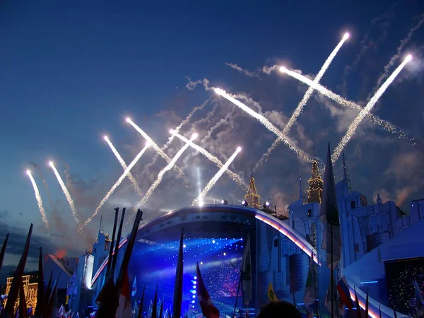 Vuurwerk Nacht Viering Traditionele Rocket Party Carnaval — Stockfoto