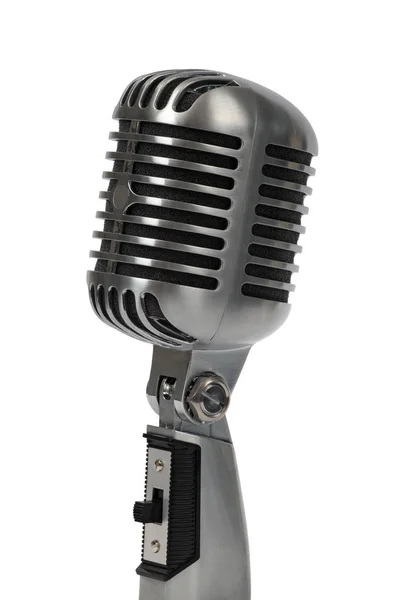 Microphone Studio Rétro Isolé Sur Fond Blanc Chemin Coupe Inclus — Photo