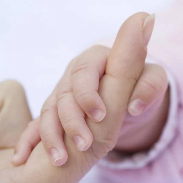 Die Hand Des Babys Hält Den Finger Eines Erwachsenen — Stockfoto