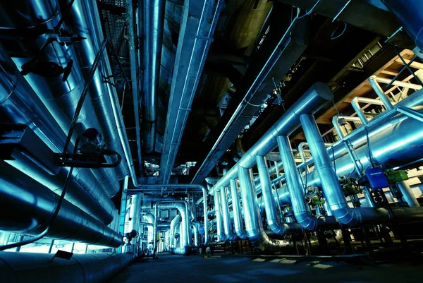 Modern Ipari Erőműben Található Berendezések Kábelek Csővezetékek — Stock Fotó