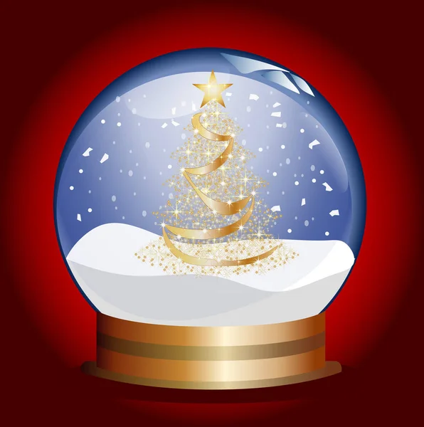 Snowglobe Arany Karácsonyfát — Stock Fotó