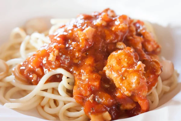 Espaguetis Con Salsa Tomate — Foto de Stock