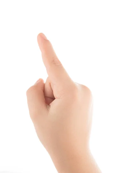 Kinderfinger Zeigt Isoliert Auf Weißem Hintergrund — Stockfoto