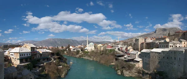 Panorama Del Fiume Neretva Nel Centro Storico Mostar Una Giornata — Foto Stock