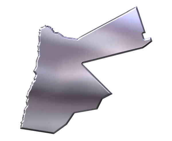 Jordânia Mapa Prata Isolado Branco — Fotografia de Stock