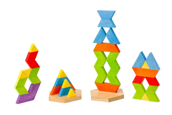 Πολύχρωμα Ξύλινα Μπλοκ Παιχνίδι Μεγάλη Για Παιδιά Μαθαίνουν — Φωτογραφία Αρχείου