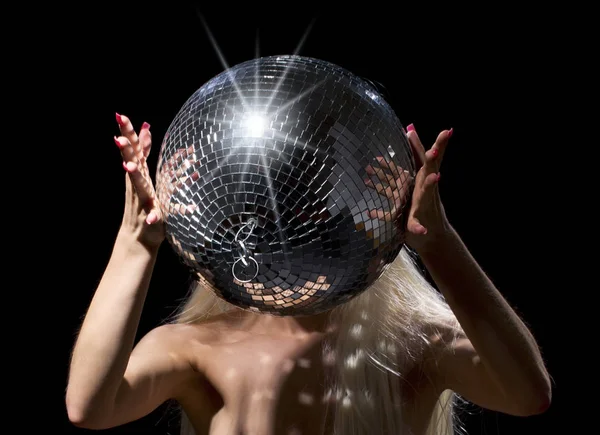 Party Dancer Girl Disco Ball Black — Stock Photo, Image