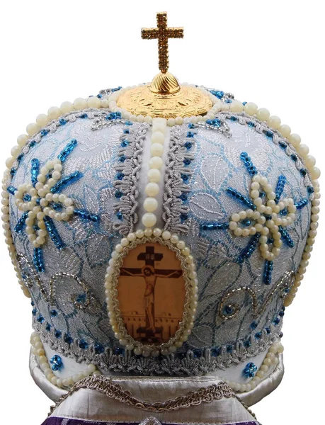 Блакитна Мітра Урочистий Головний Убір Православного Єпископа — стокове фото
