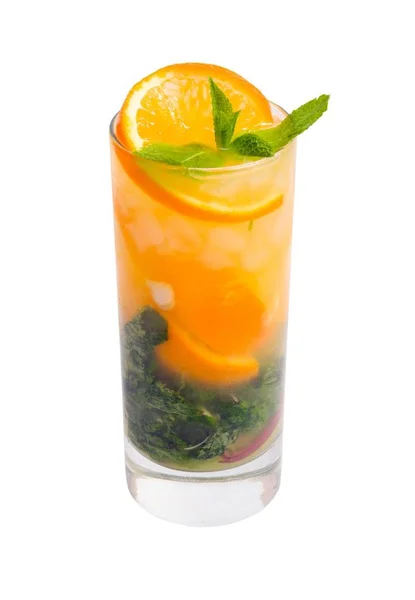 Mojito Naranja Cocktail Isolated Sobre Fondo Blanco Clipping Camino —  Fotos de Stock