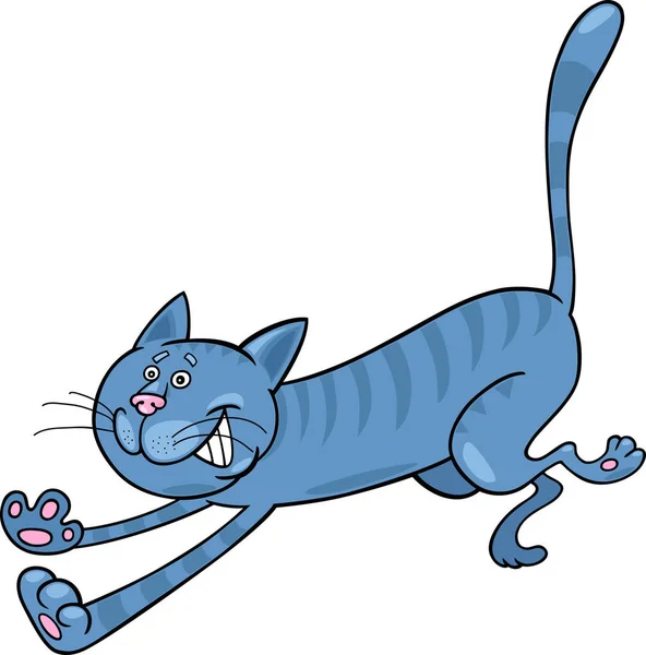 Desenho Animado Ilustração Execução Azul Tabby Gato — Fotografia de Stock