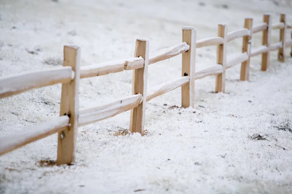 New Cedar Split Rail Fence Shot Winter Morning Sunless Sky — Stock Photo, Image