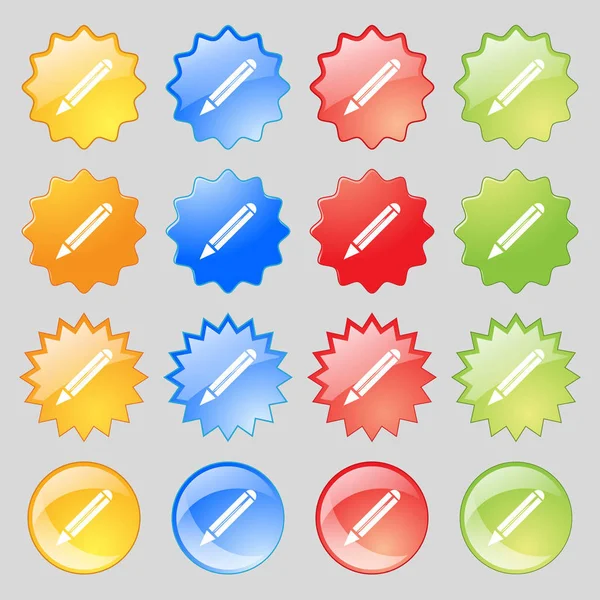 Σύμβολο Μολυβιού Επεξεργασία Κουμπιού Περιεχομένου Μεγάλο Σύνολο Πολύχρωμα Μοντέρνα Κουμπιά — Φωτογραφία Αρχείου