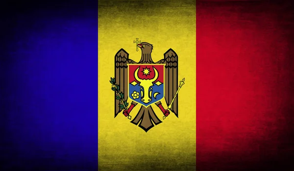 Bandera Moldavia Con Textura Antigua Ilustración —  Fotos de Stock