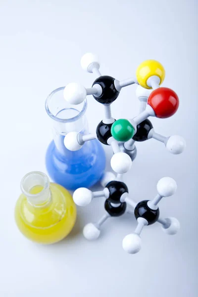 Modelo Molecular Átomo Vidro Laboratório — Fotografia de Stock