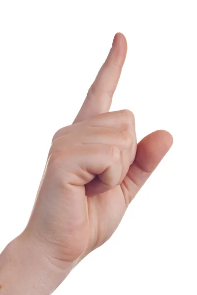 Zeichen Mit Der Hand Und Den Fingern Isoliert Vor Weißem — Stockfoto