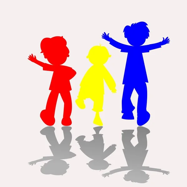 Happy Kids Silhouettes Vector Art Illustration — Stock Photo, Image