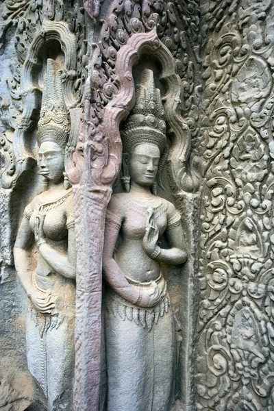 Esculturas Esculturas Nas Ruínas Templo Prohm Angkor Wat Camboja — Fotografia de Stock