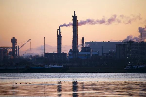 Steel Industry Late Afternoon Danube River — Stock Photo, Image