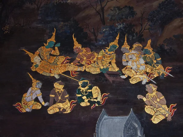 Arte Tailandés Pintura Pared Templo — Foto de Stock