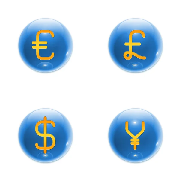 Esfera Con Símbolos Euro Dólar Libra Yen Jpeg Tiene Ruta —  Fotos de Stock