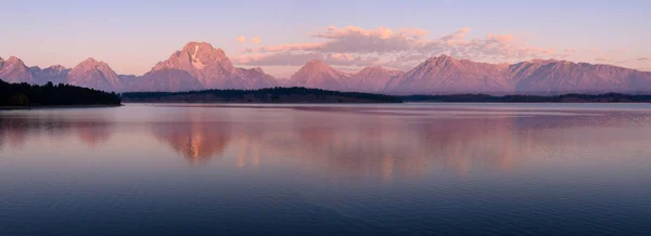 Panorama Dari Jackson Lake Saat Matahari Terbit Grand Teton National — Stok Foto