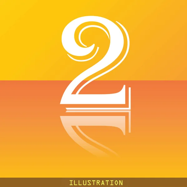 Number Two Icon Symbol Flat Modern Web Design Reflection Space — Stock Photo, Image