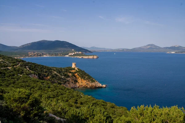 Věž Blízkosti Moře Capo Caccia Ostrov Sardinie Itálie — Stock fotografie