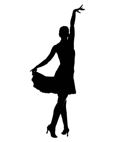 Silhouette Danseuse Latine Sur Fond Blanc — Photo