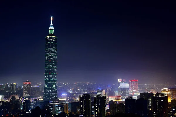 Geceleri Taipei Güzel Şehir Manzarası Manzara — Stok fotoğraf