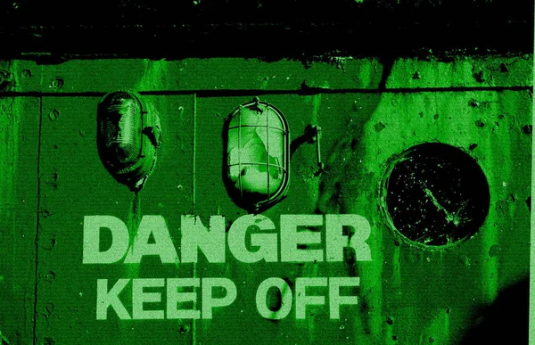 Warning Danger Keep Style Night Vision Raster Lines — Stock Photo, Image