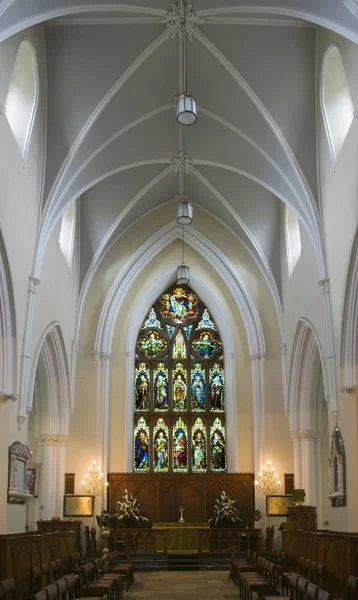 Vista Interior Uma Catedral Protestante Neo Gótica Irlanda Com Detalhes — Fotografia de Stock